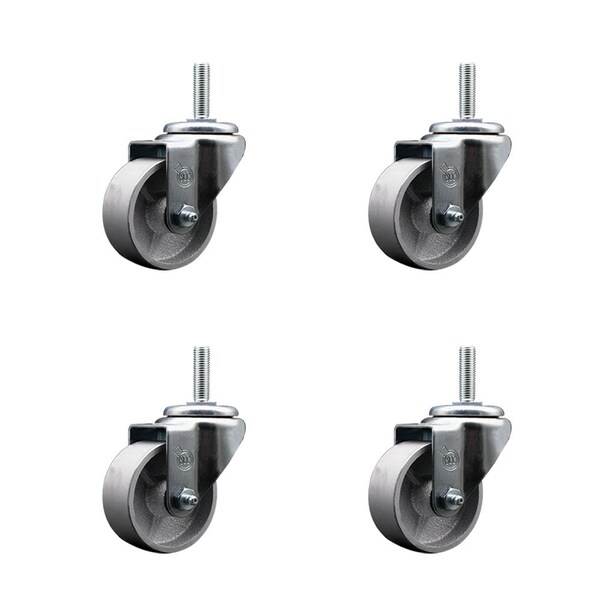 3 Inch Semi Steel Wheel Swivel 58 Inch Threaded Stem Caster Set Service Caster